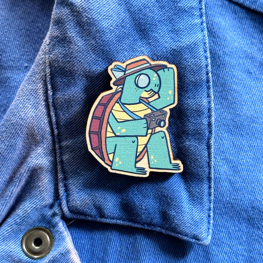 Snapsie the Turtle Wooden Pin