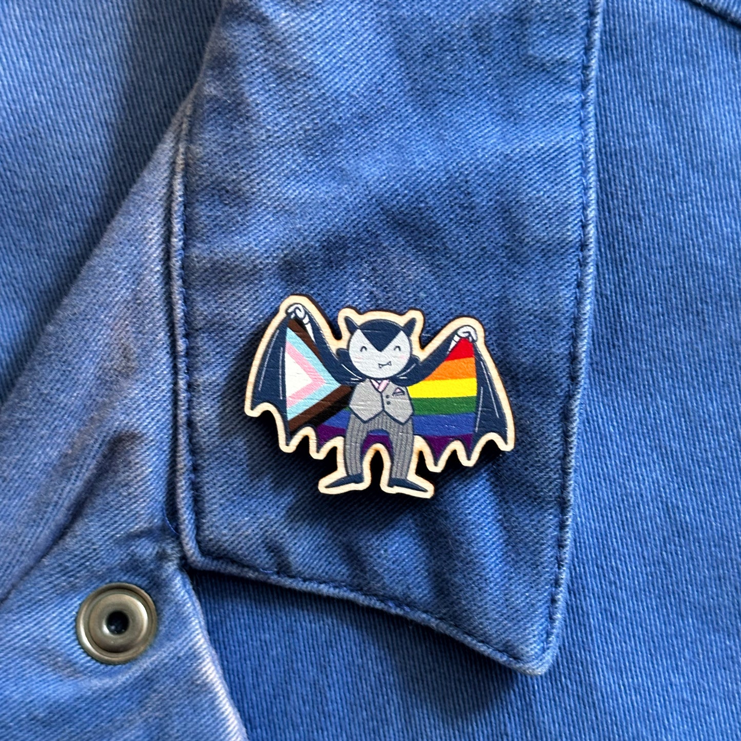 Tiny Vampire Pride Wooden Pin