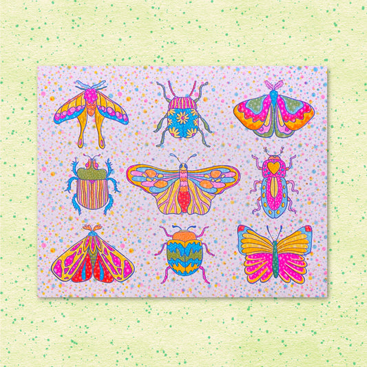 Rainbow Bugs riso print