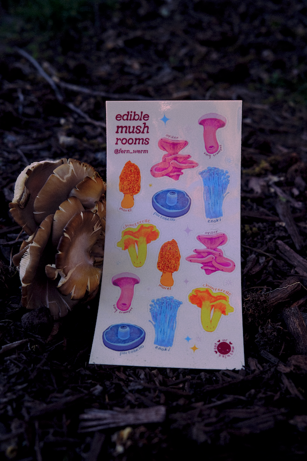 edible mushroom sticker sheet