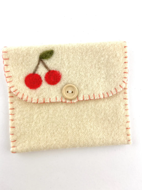 Cherry Woolen Pouch