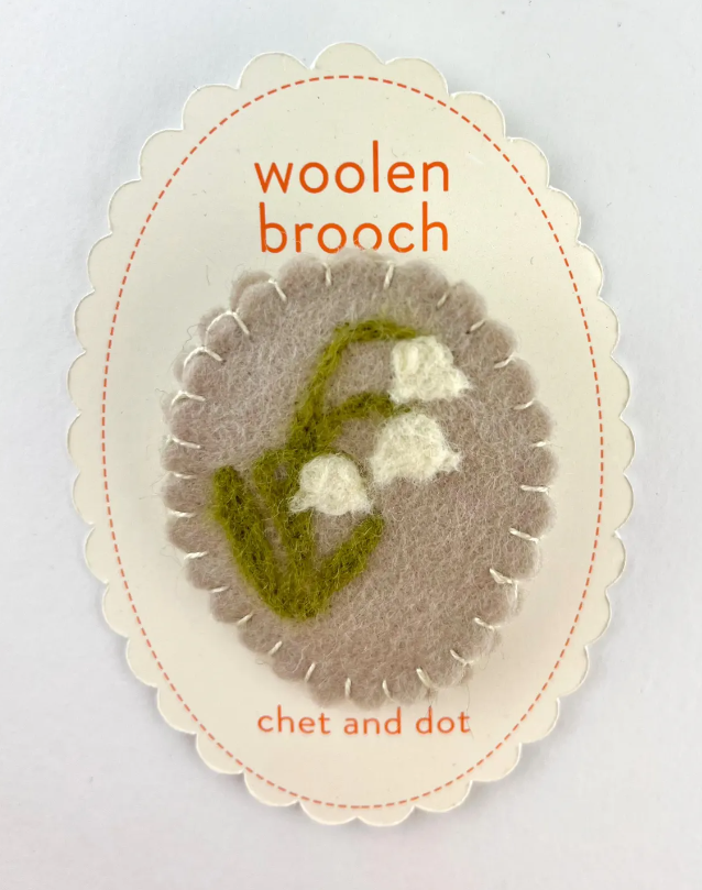 Grey Lily of the Vally Woolen Brooch