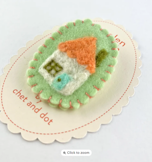 Coral Cottage Woolen Brooch