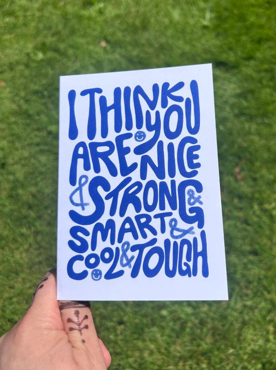 Nice, Strong, Smart, Cool & Tough greeting card