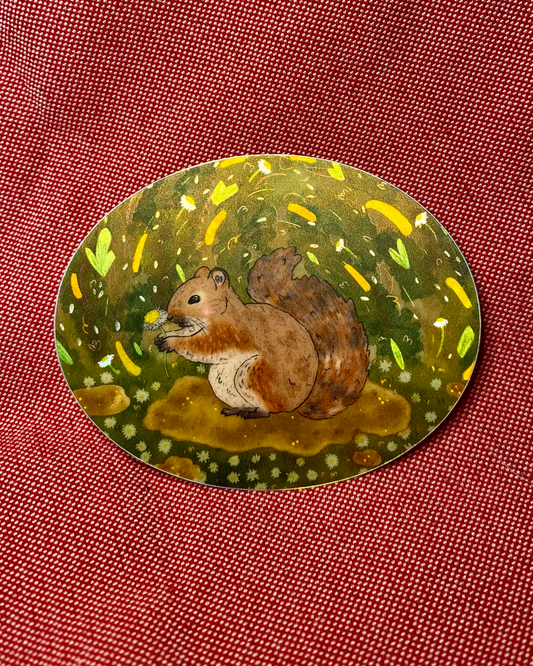 Squirrel Matte Holographic Sticker