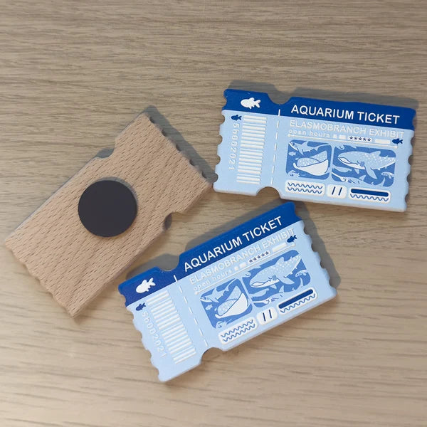 Aquarium Ticket wooden magnet