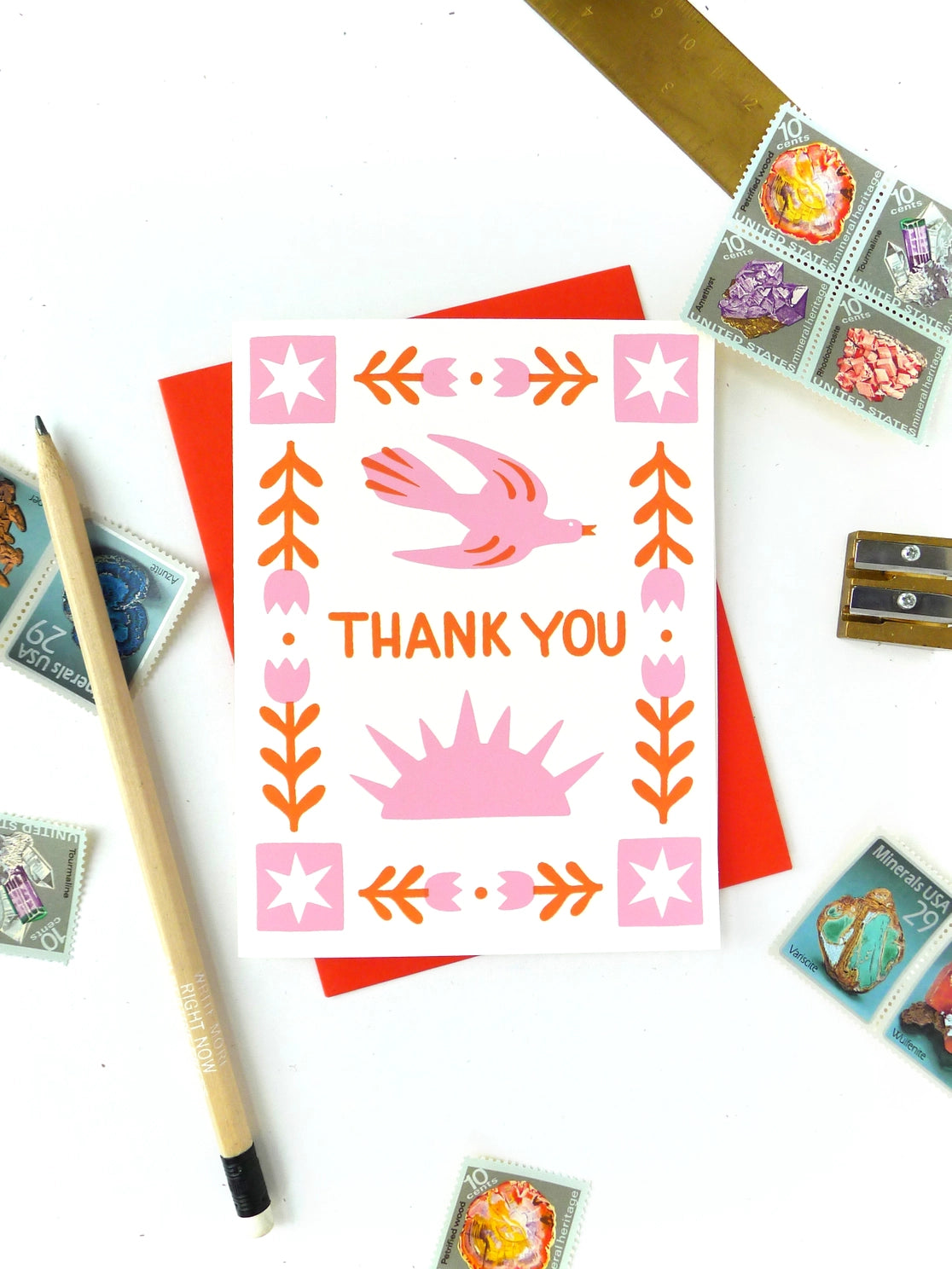 Spring Folk Thank You Card