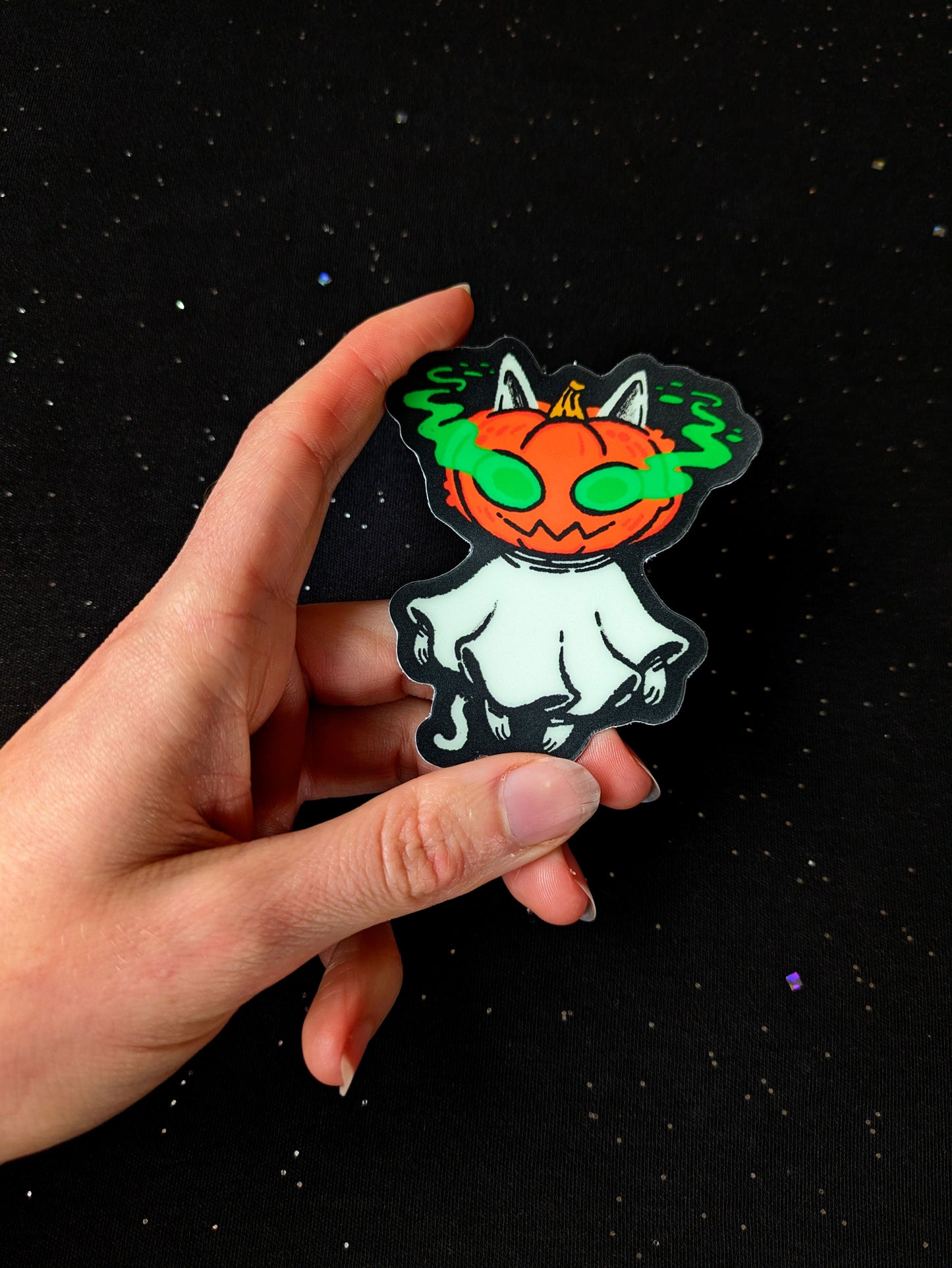 Haunted Cat Holographic Sticker