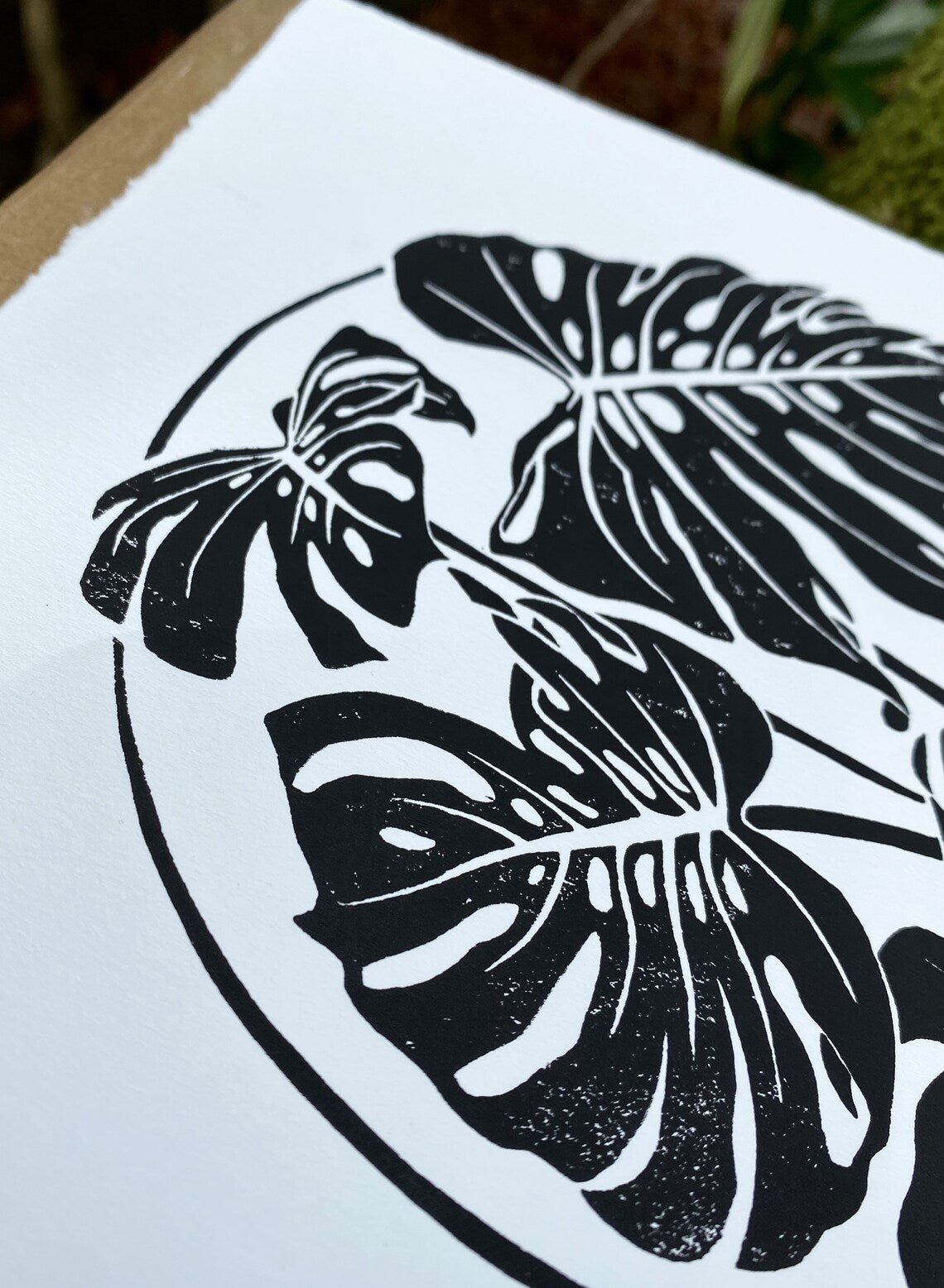 Monstera Deliciosa Linocut Print