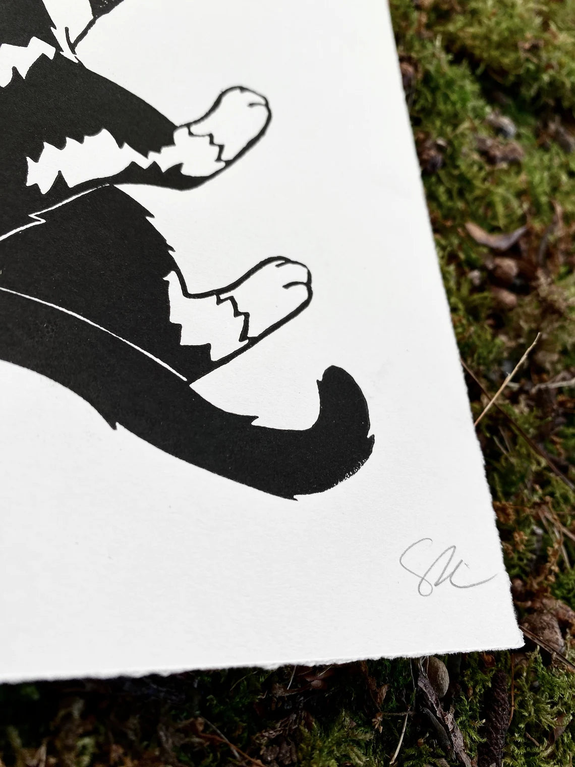 Playing Kitty Linocut Print