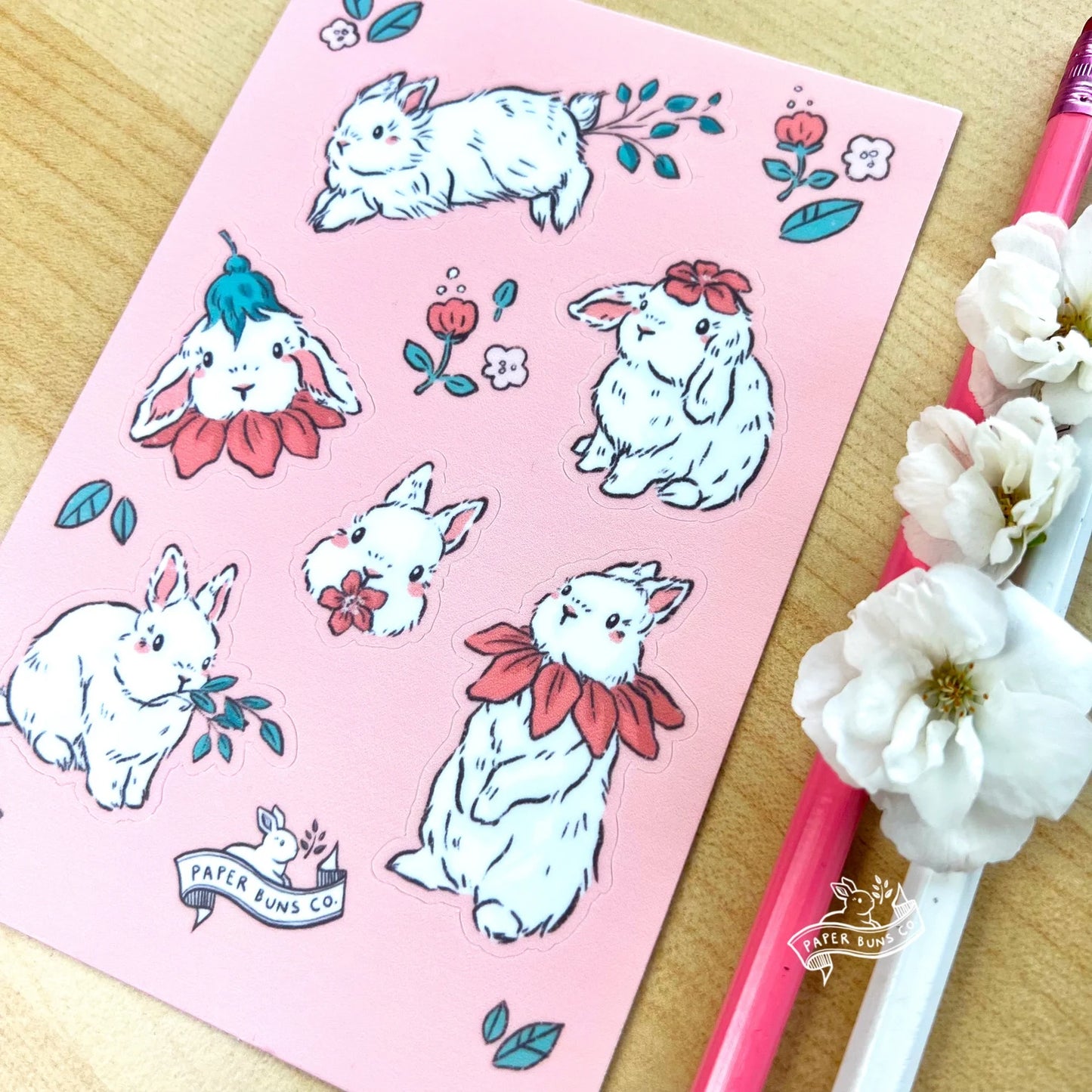 Little Flower Buns sticker sheet