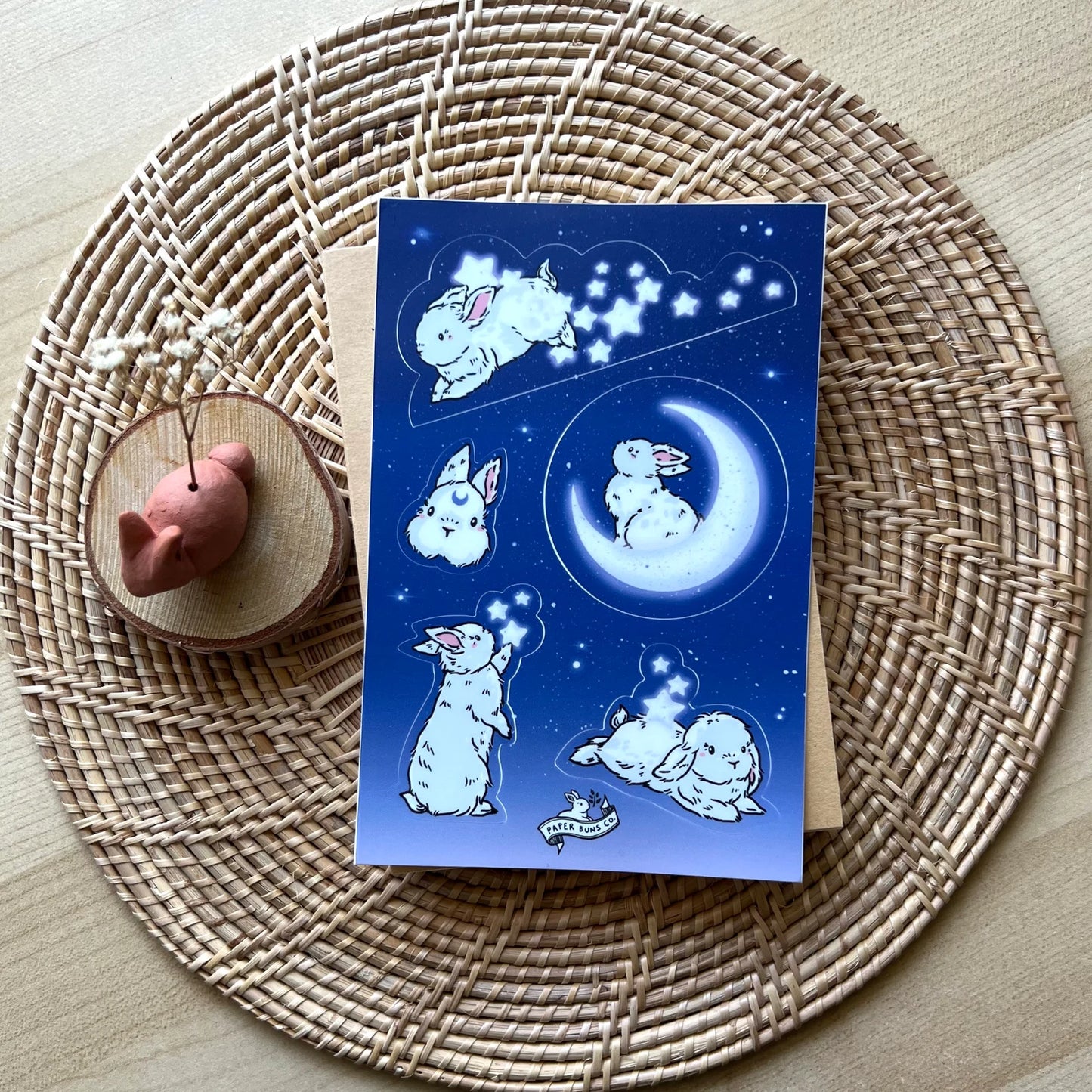 Moon and Star Buns sticker sheet