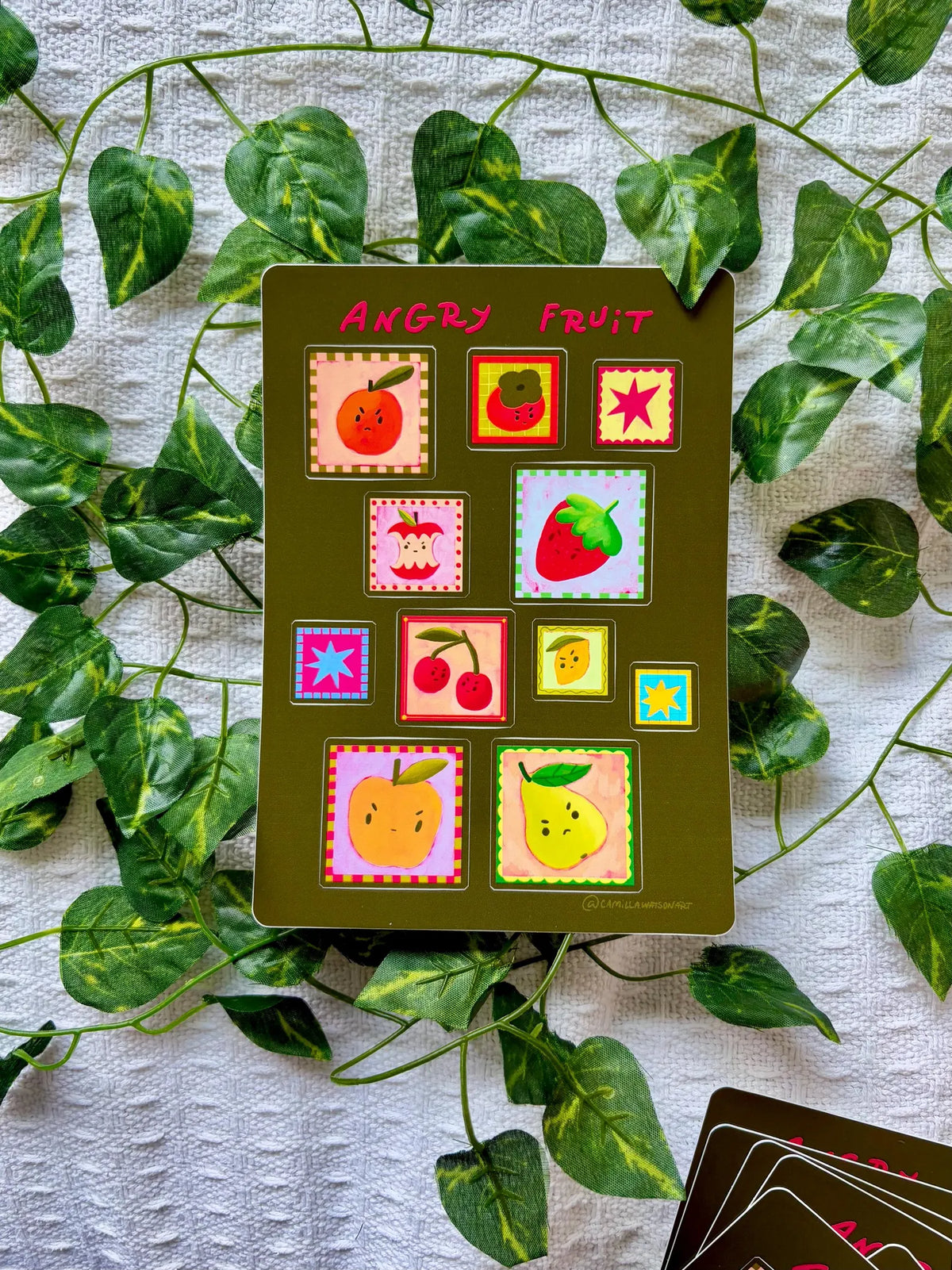Angry Fruit sticker sheet