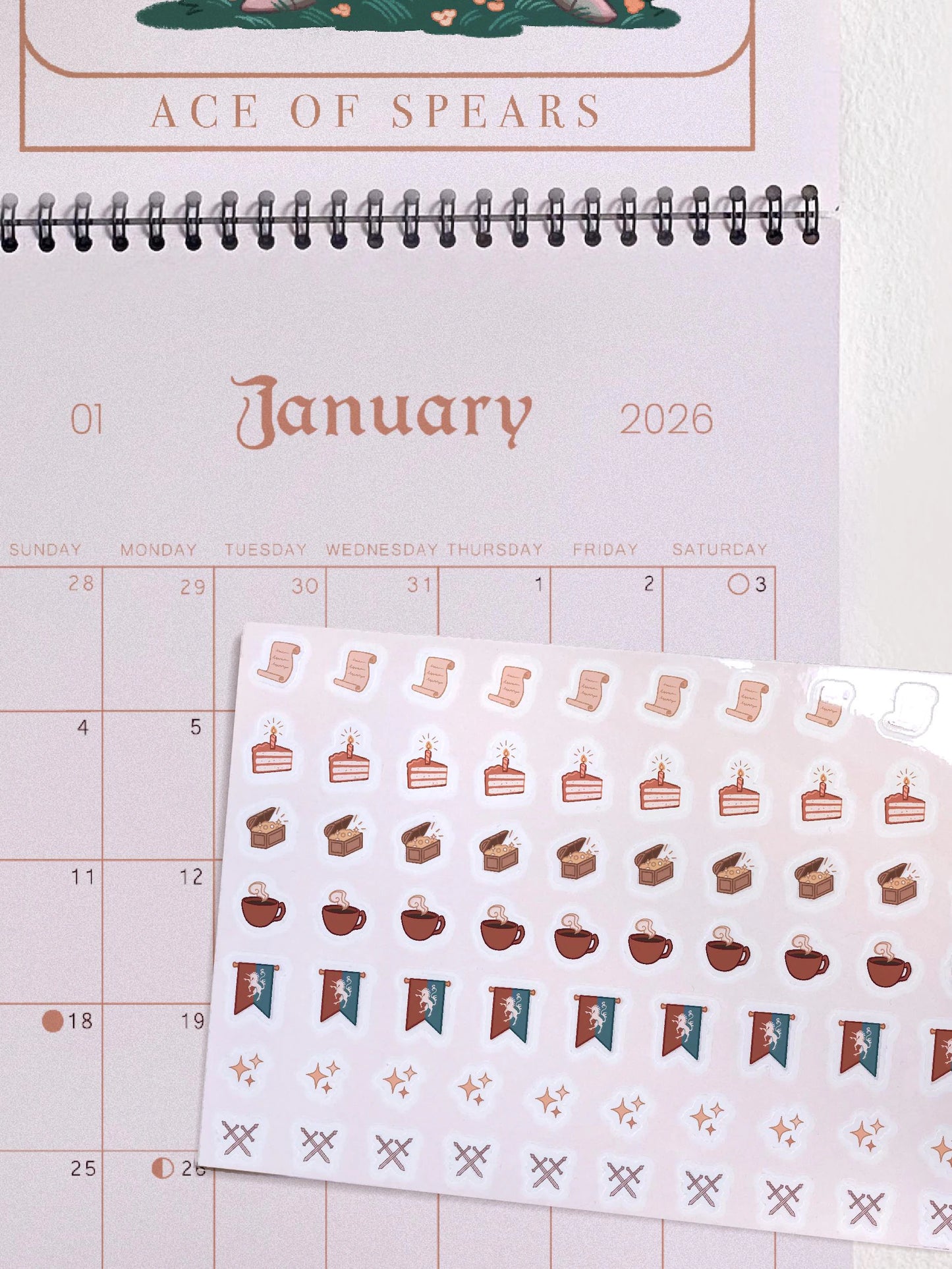 Knight's Calendar sticker sheet