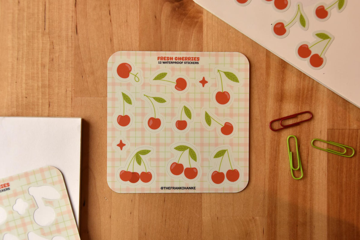 Mini Cherry Waterproof Sticker Sheet