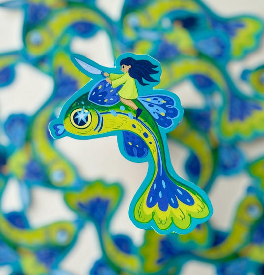 Fish Rider sticker