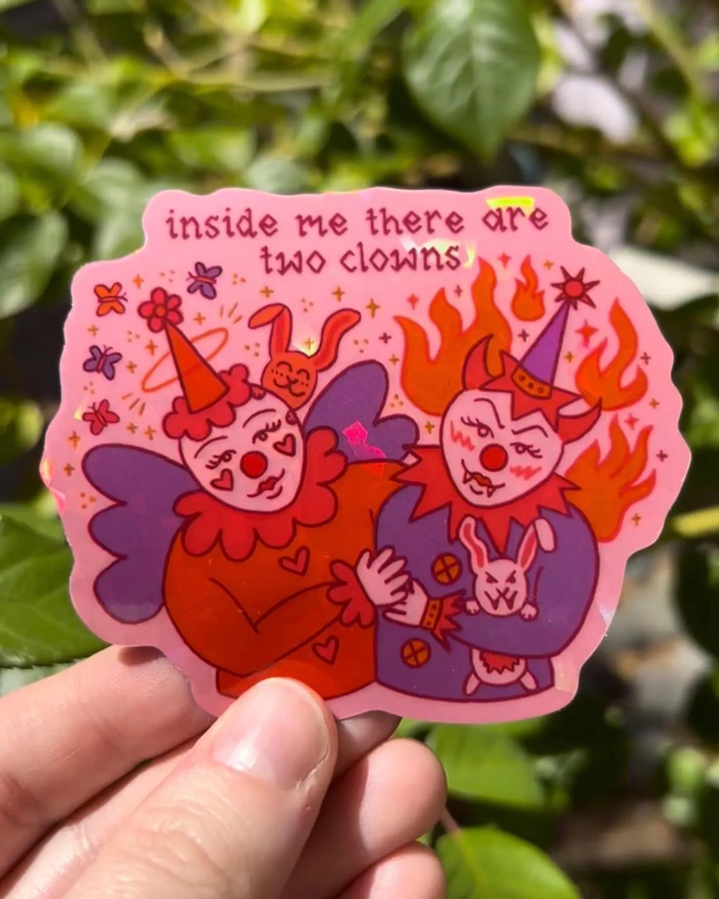 Clowncore holo sticker