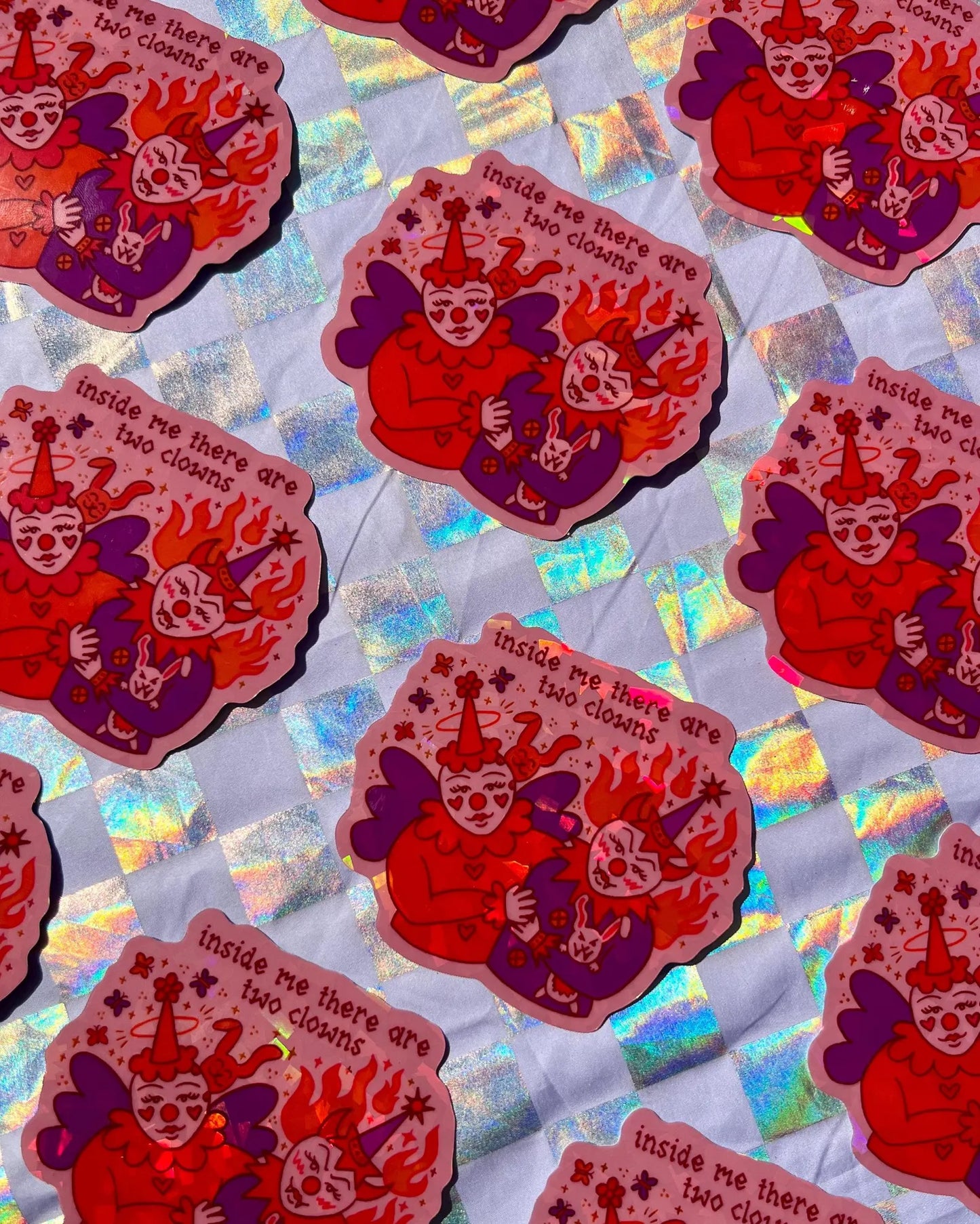 Clowncore holo sticker
