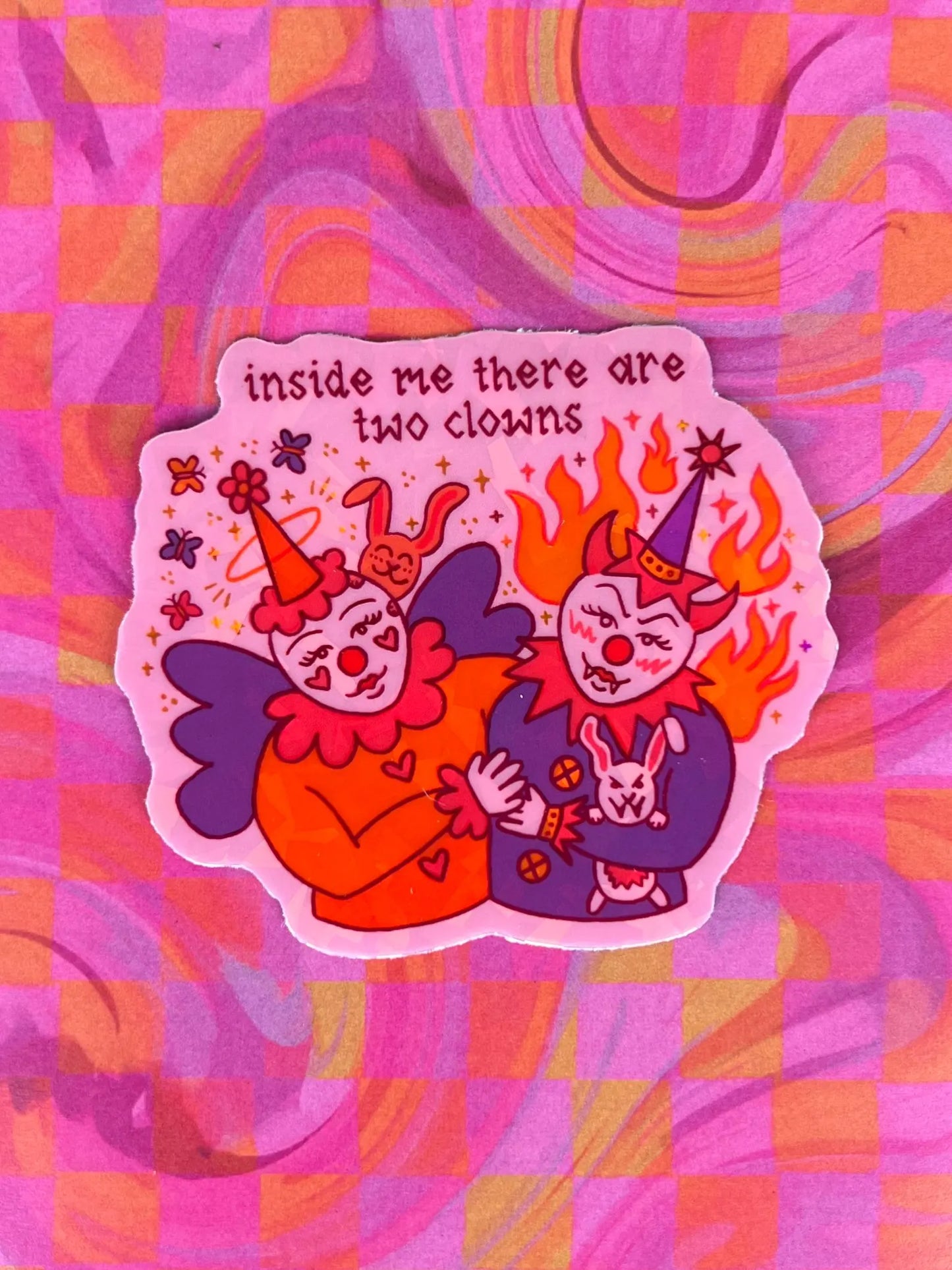 Clowncore holo sticker