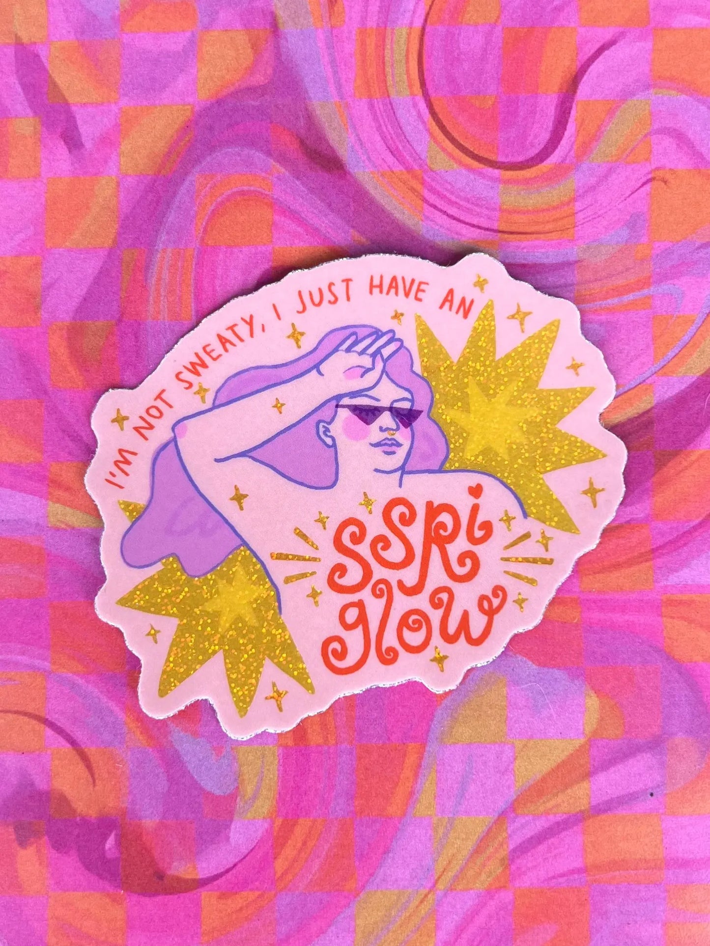 SSRI Glow glitter sticker