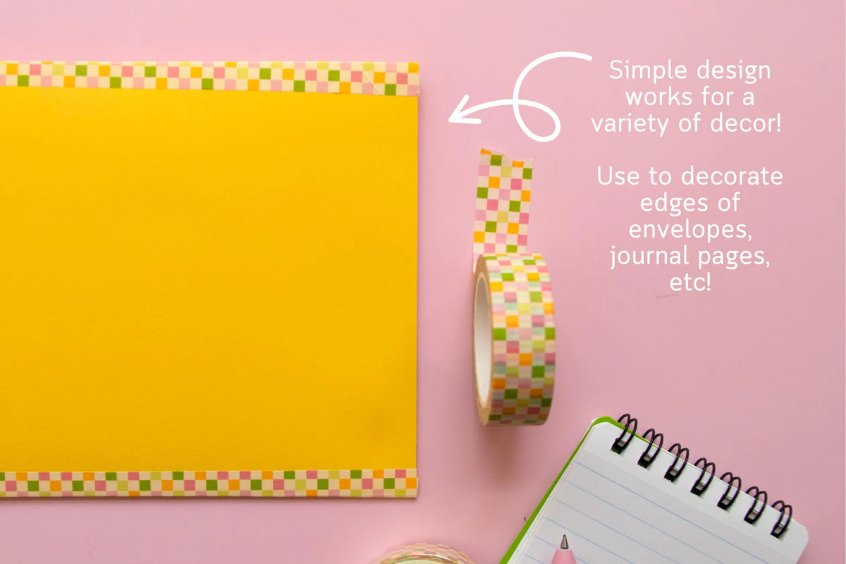 Pink + Green Checkerboard Washi Tape