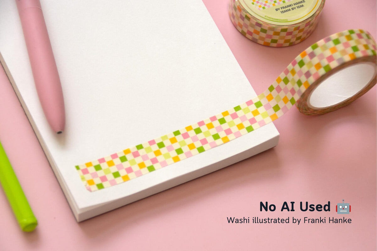 Pink + Green Checkerboard Washi Tape