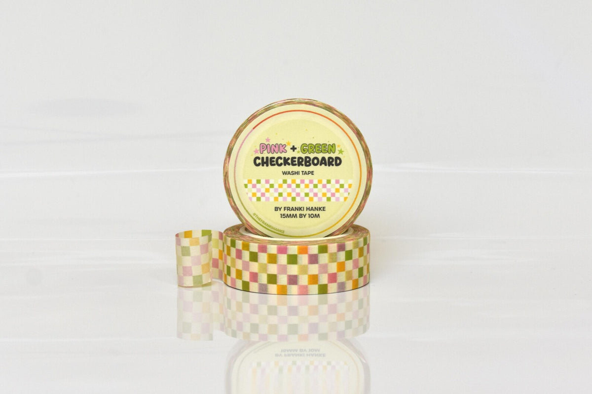 Pink + Green Checkerboard Washi Tape