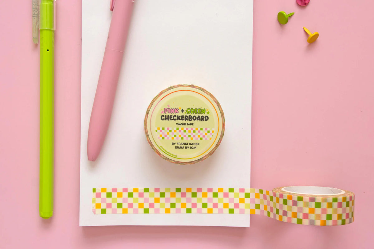 Pink + Green Checkerboard Washi Tape