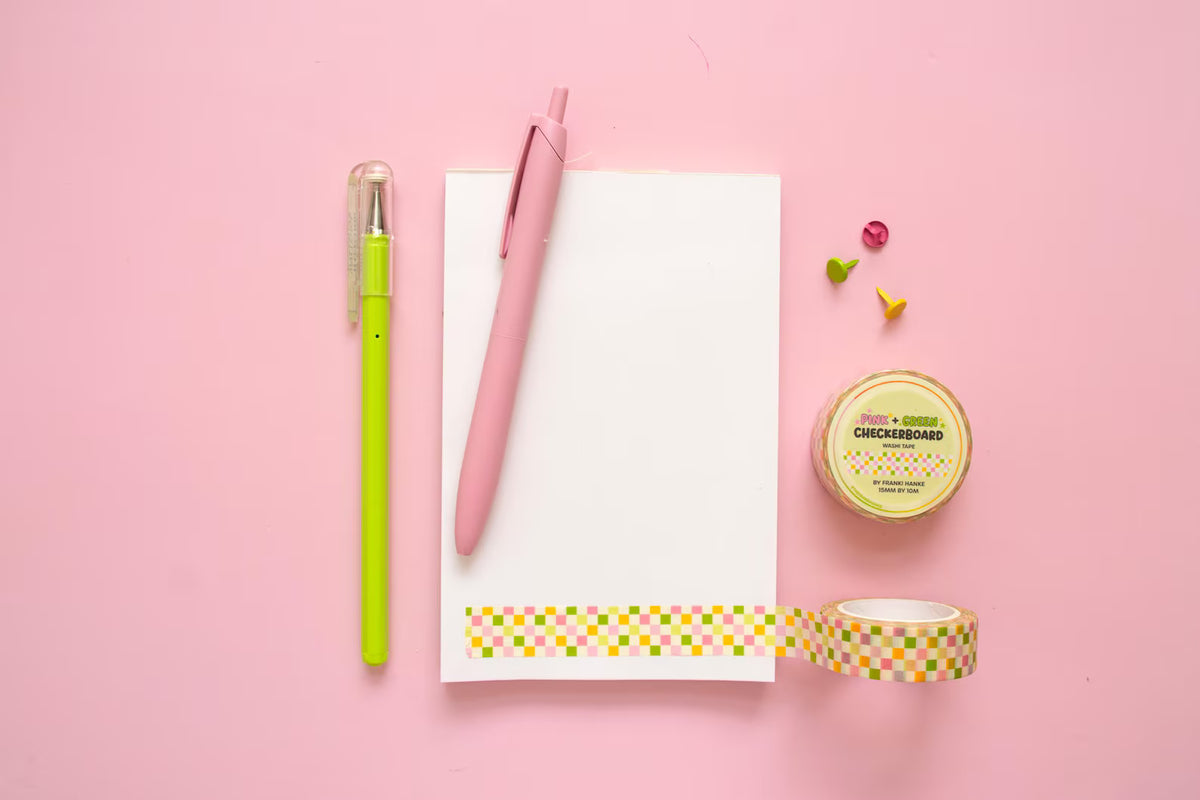 Pink + Green Checkerboard Washi Tape