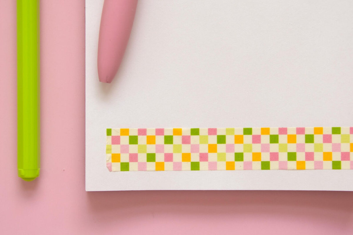 Pink + Green Checkerboard Washi Tape