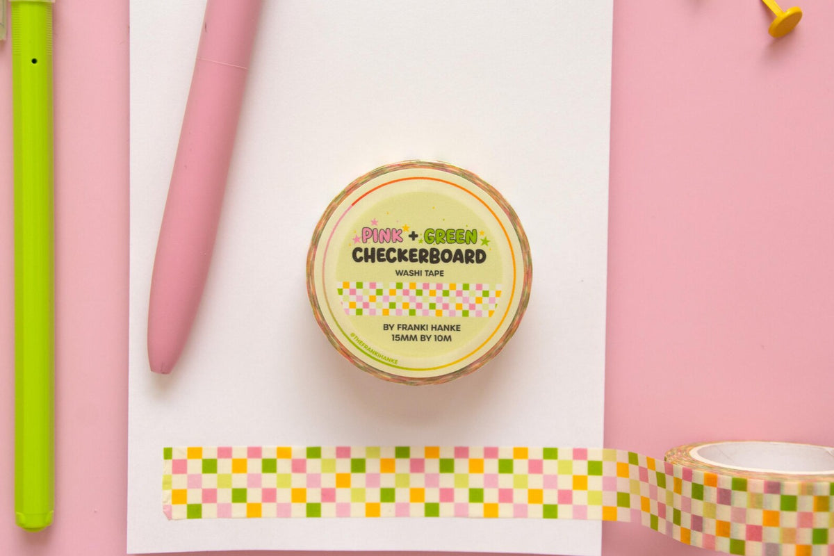 Pink + Green Checkerboard Washi Tape