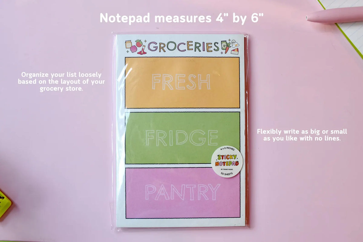 Freeform Grocery List 4x6 Sticky Notepad