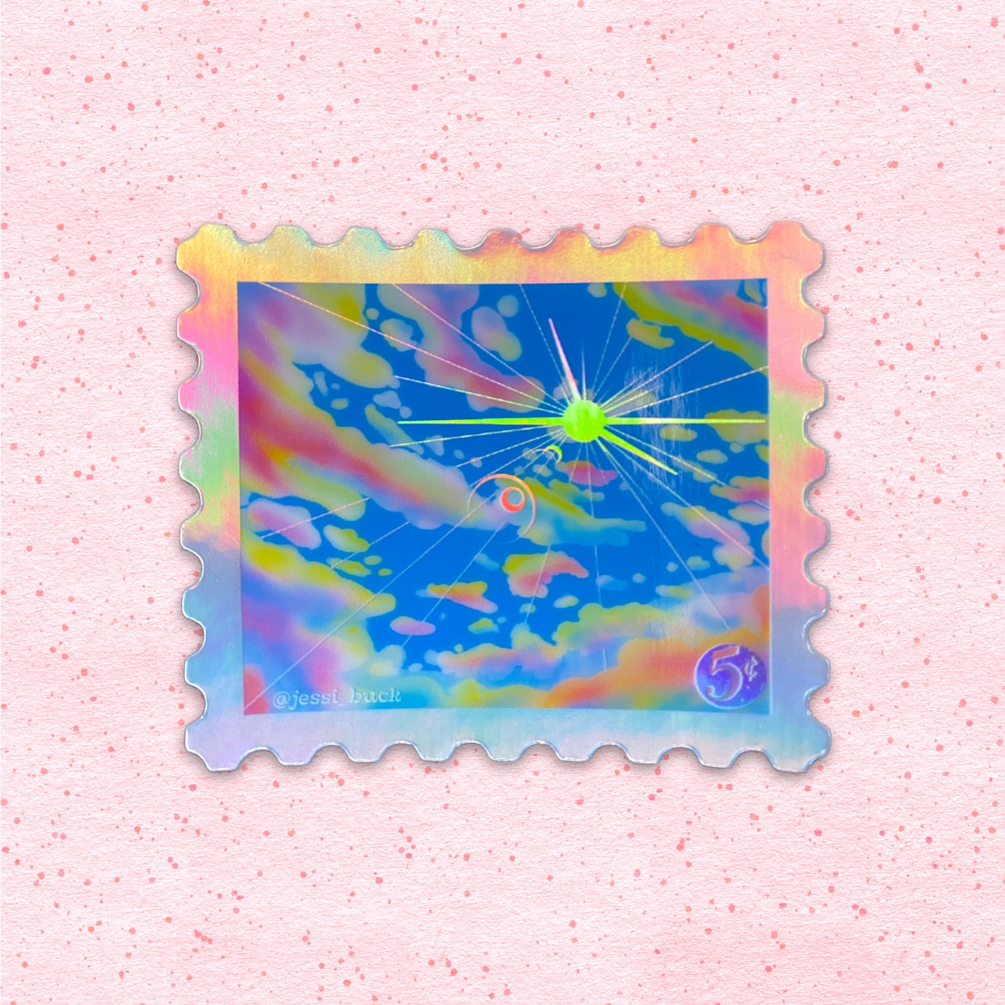 Sunburst Stamp Holographic sticker