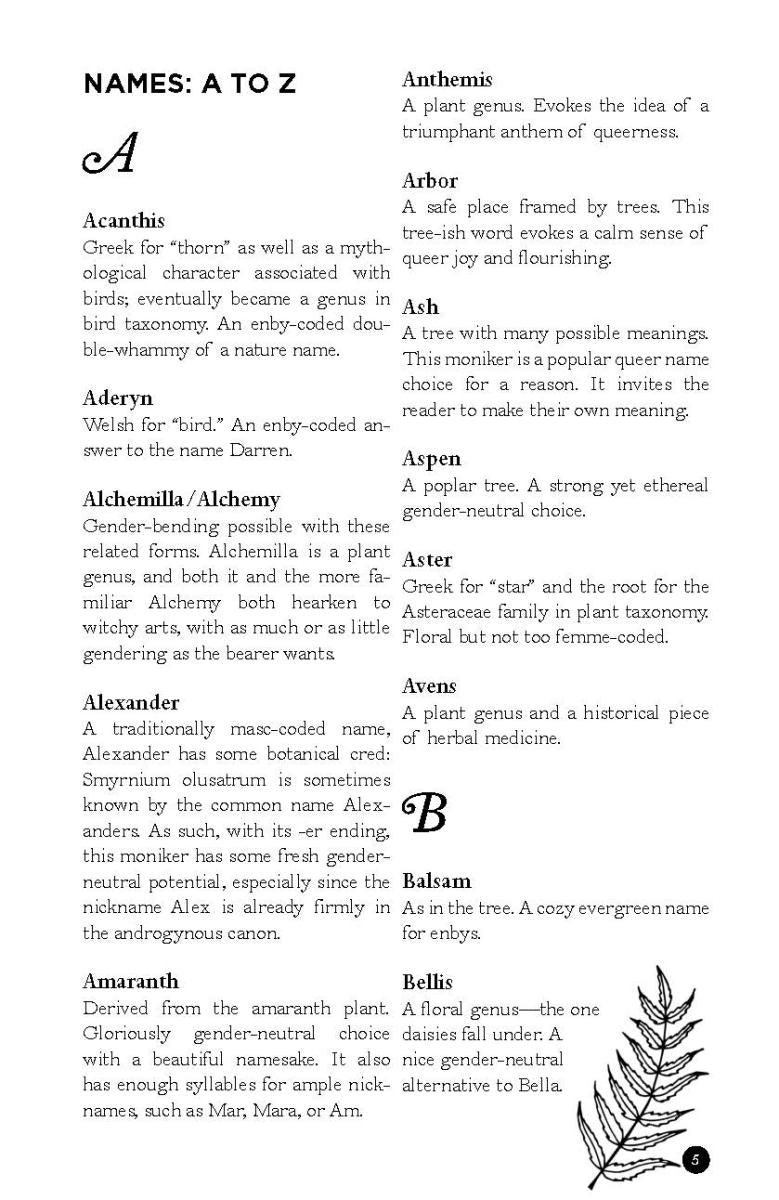 Nature Names: From Ash to Zephyr for Queer, Trans, and Nonbinary People by Ivy Nyx Zeller