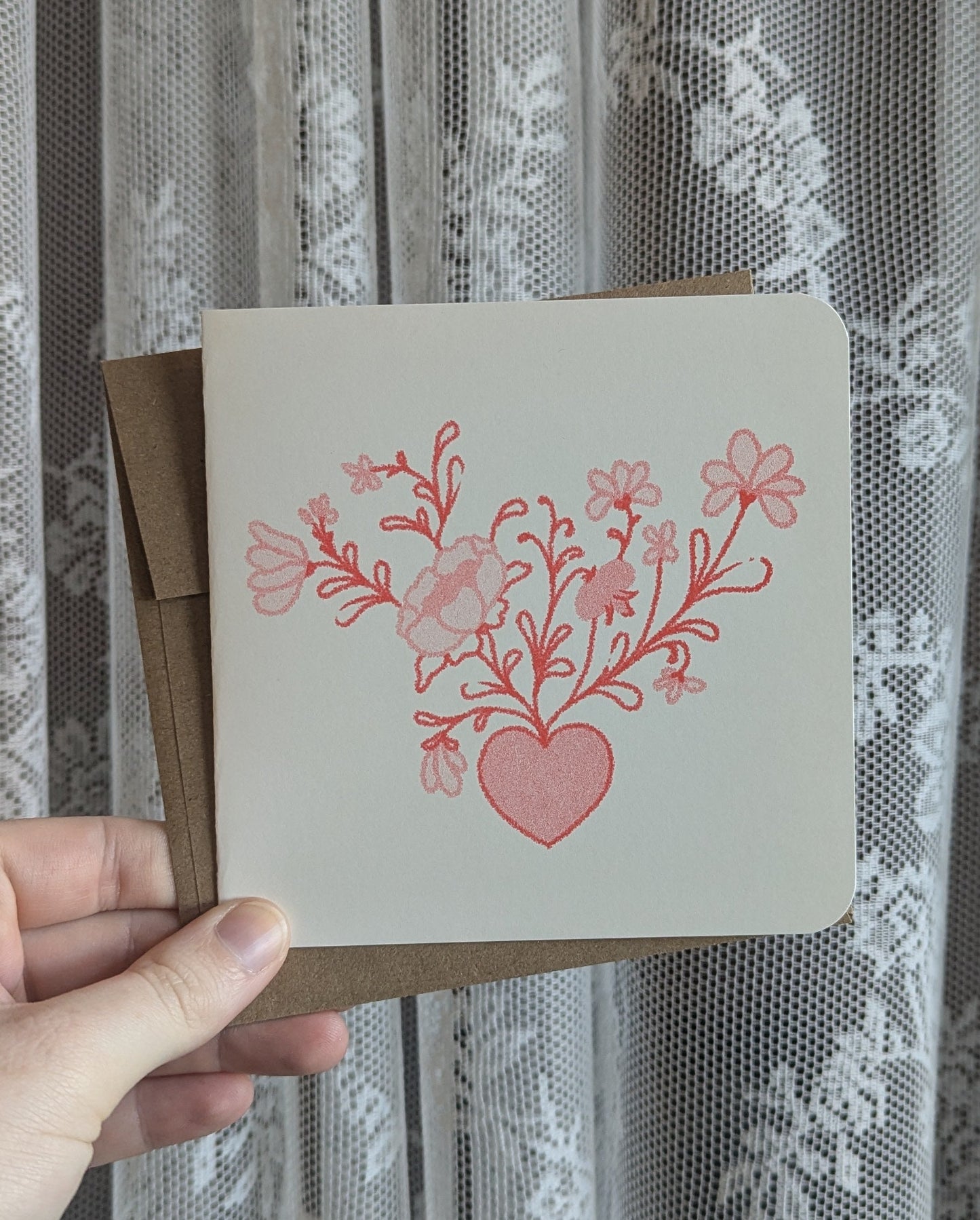 heart blooms risograph card
