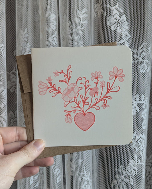 heart blooms risograph card