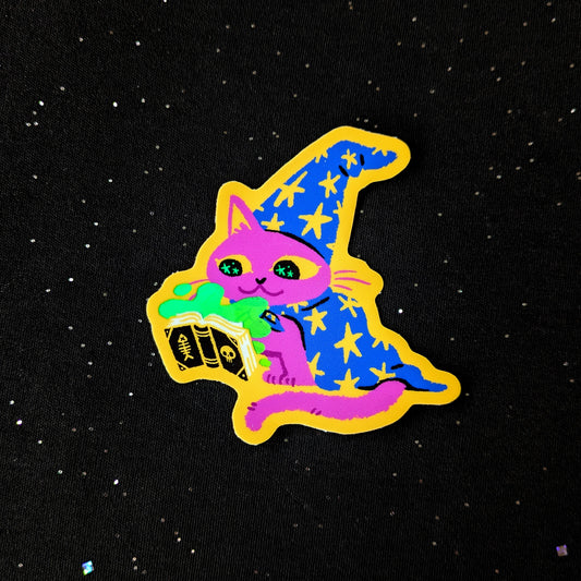 Wizard Cat Holographic Sticker