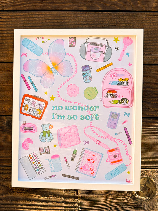 framed 90's wonder risograph print