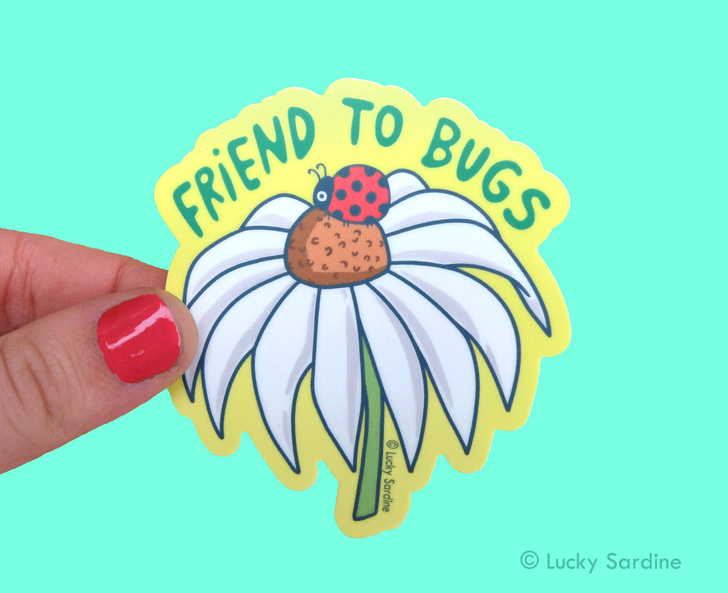Friend To Bugs, Lady Bug Daisy Vinyl Sticker