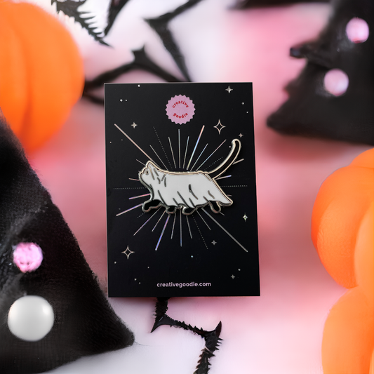 Halloween Ghost Cat hard enamel pin